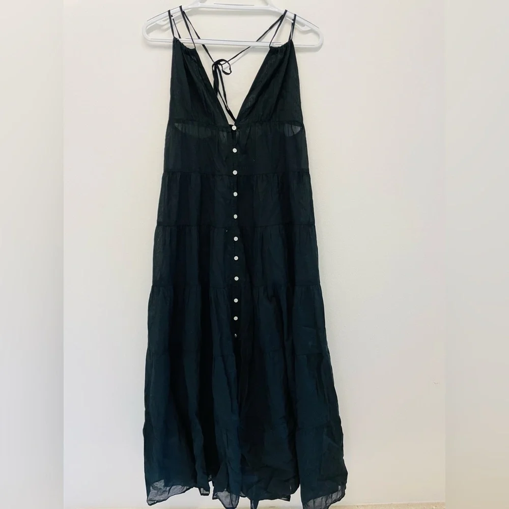 Elegant Black Maxi Dress Tiered cotton voile dress J. crew